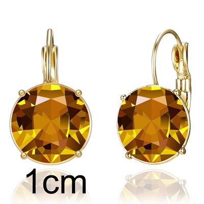 Pendientes de Metal de 3 tamaños para mujer, aretes redondos de cristal Multicolor para mujer y niña, de joyería para boda: C-3