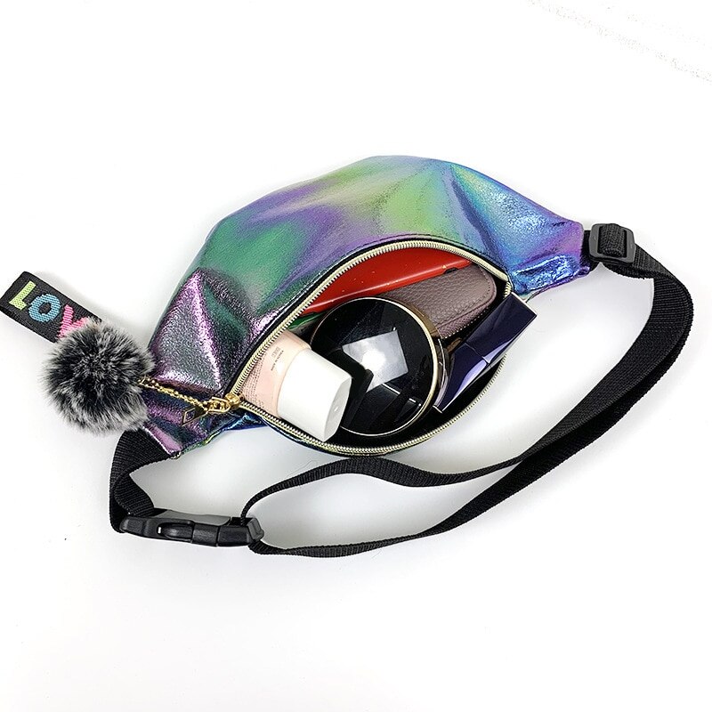 Cool Sequins Printing Waist Bag For Woman Fanny Pack Girls Shoulder Belt Bags Kids Waist Packs Glitter Phone Pouch