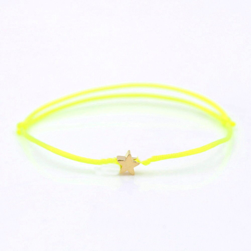 Coeur étoile couronne Simple fil rouge chaîne Bracelet pour femmes hommes bijoux faits à la main: yellow star