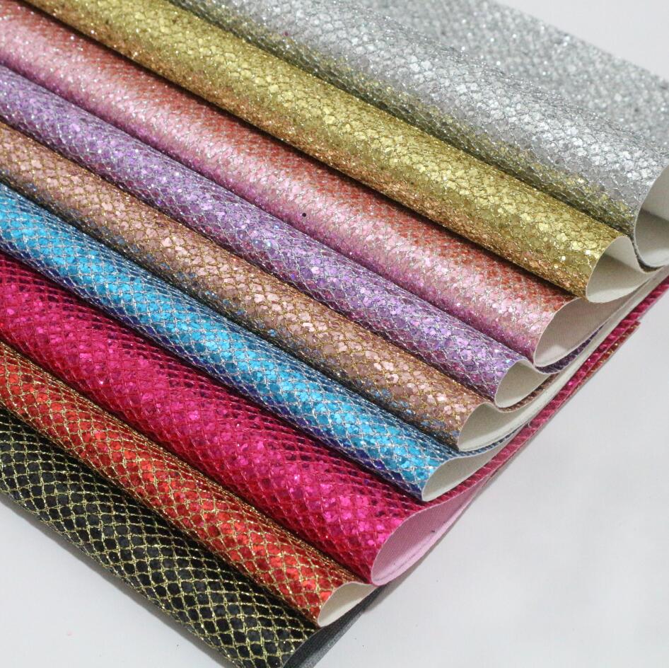 1 stk  a4 størrelse 21 x 29cm rutenett glitter lær ark syntetisk pu lær stoff gjør-det-selv tilbehør håndverksutstyr