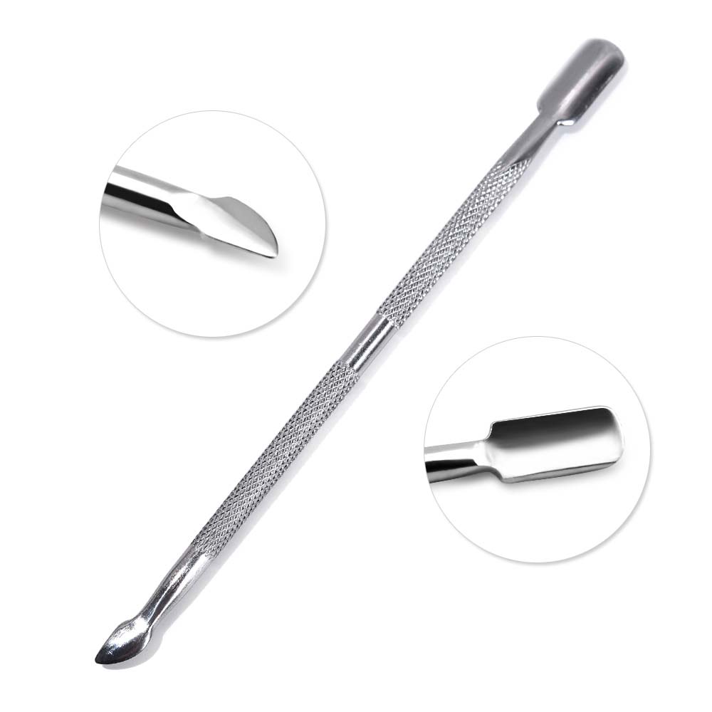 KADS-empujador de cutículas para manicura y pedicura, herramienta de manicura y pedicura, de doble extremo, de acero inoxidable, removedor de piel muerta, 1 ud.: 1