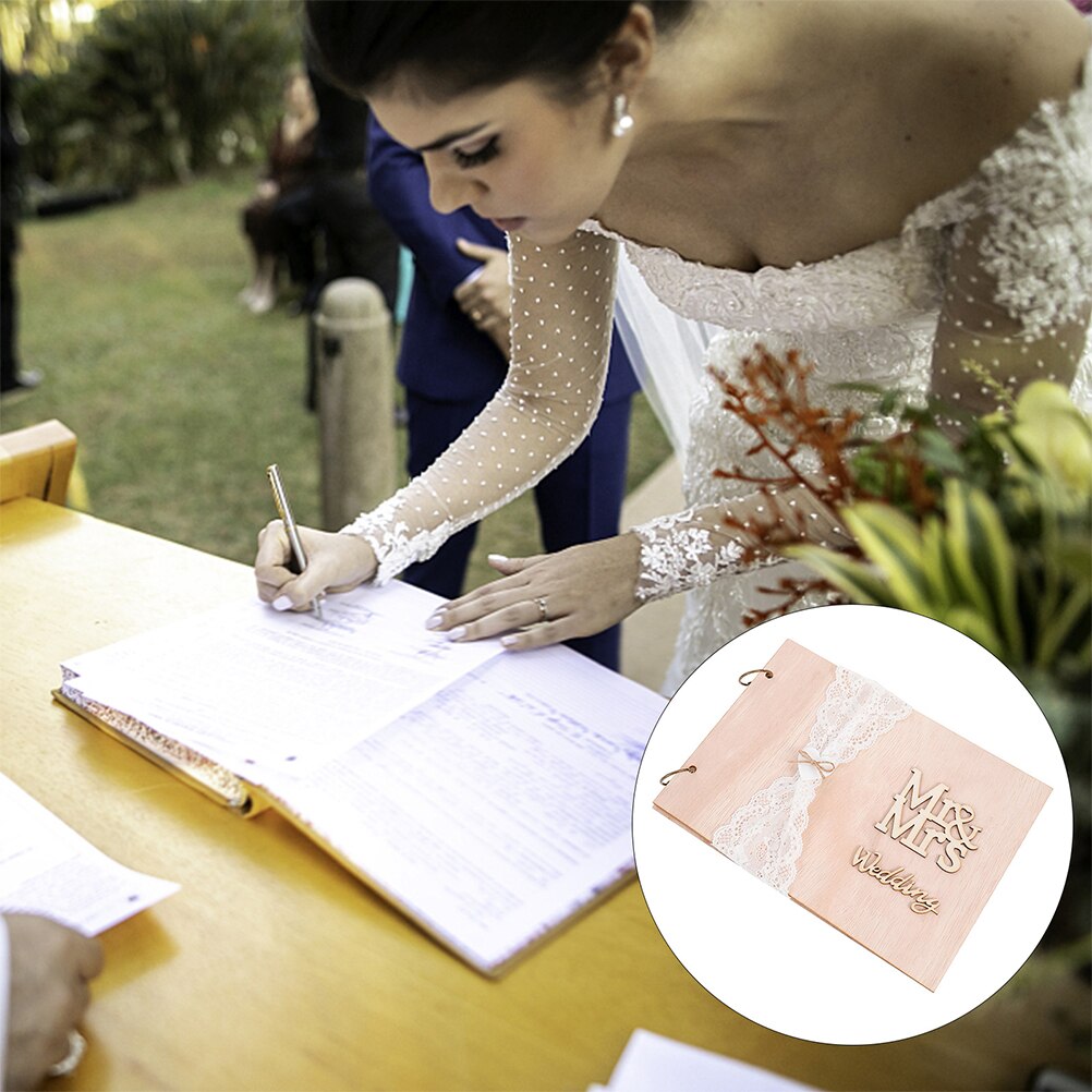 Livre de Signature pour invités (10 Pages), décoration rustique de mariage, livre d&#39;or, 2 pièces