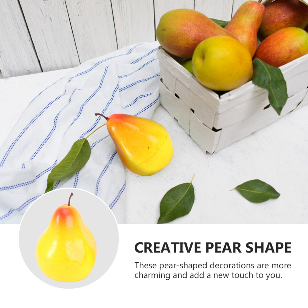 6pcs Imitation Pear Model Pear Ornament Photography Props Home Decor