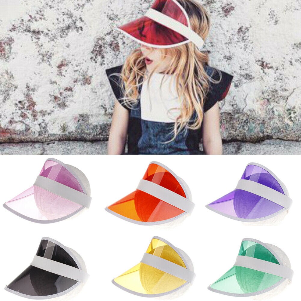 Sombrero de verano, visera de sol, sombrero Casual de , gorra de plástico transparente de PVC para niños, negro, azul, verde, rosa