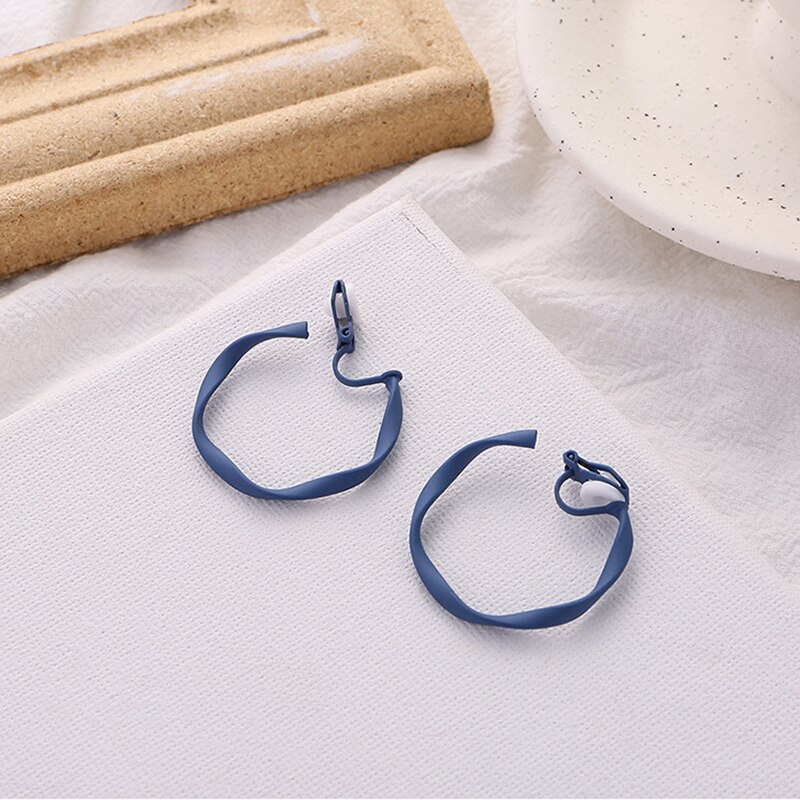Verweven Twist Cirkel Geometrische Ronde Hoop Clip Op Oorbellen Voor Vrouwen Accessoires Retro Geen Doorstoken Oorbellen Sieraden