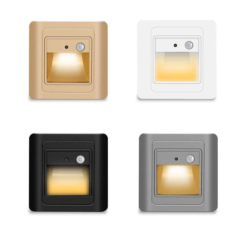 2W Night light Intelligent lamp PIR Motion Detector Recessed kitchen Wall Step Lamp Sensor Lamp Ladder Stair Light foyer LE H5Y6