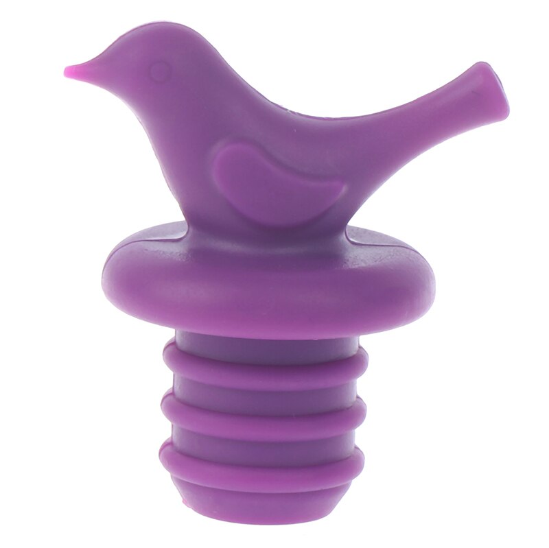 Bouchon verseur de vin en Silicone | Bouchons de vin créatifs d'oiseau, bouchon de bouteille, bouchons de mariage 1 pièce: purple