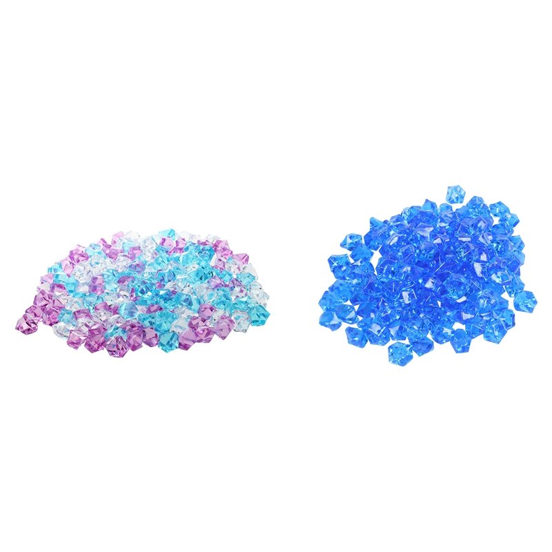 CSS 300 Pcs Plastic Onregelmatige Kristal Steen Aquarium Ornament, 150 Pcs Blauw & 150 Pcs Blauw + Roze + Wit