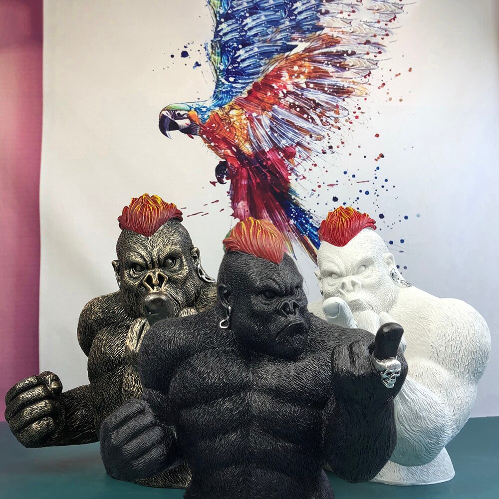 Statue de gorille King Kong en résine, Sculpture de personnalité, décoration créative pour la maison, ornements de salon,