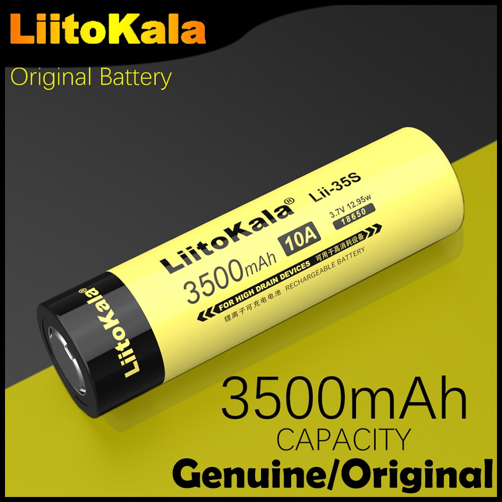 LiitoKala-batería de iones de litio para dispositivos de alto drenaje, pila de ion de litio de 1-10 piezas, Original, Lii-35S 18650, 3,7 V, 3500mAh