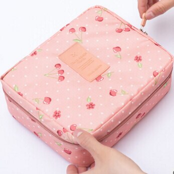 FLYING BIRDS Cosmetic case Makeup bag wash bag Women portable Bag toiletry Storage waterproof Travel Bags LS8973 LM4092fb: pink cherry