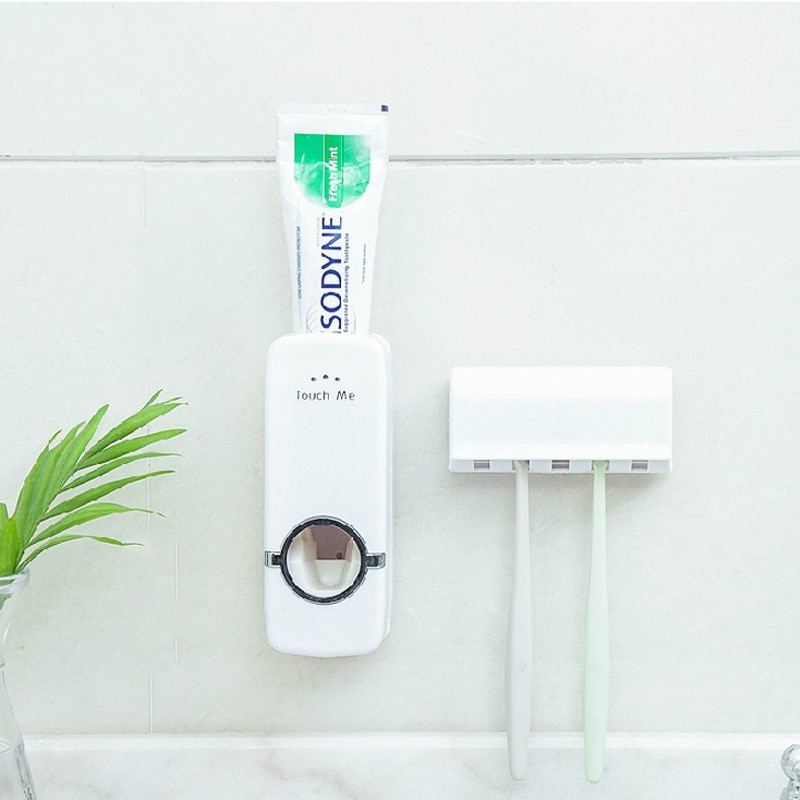 Badkamers Automatische Tandpasta Dispenser Tandenborstelhouder Tandpasta Houder Zuig Muur Opbergrek