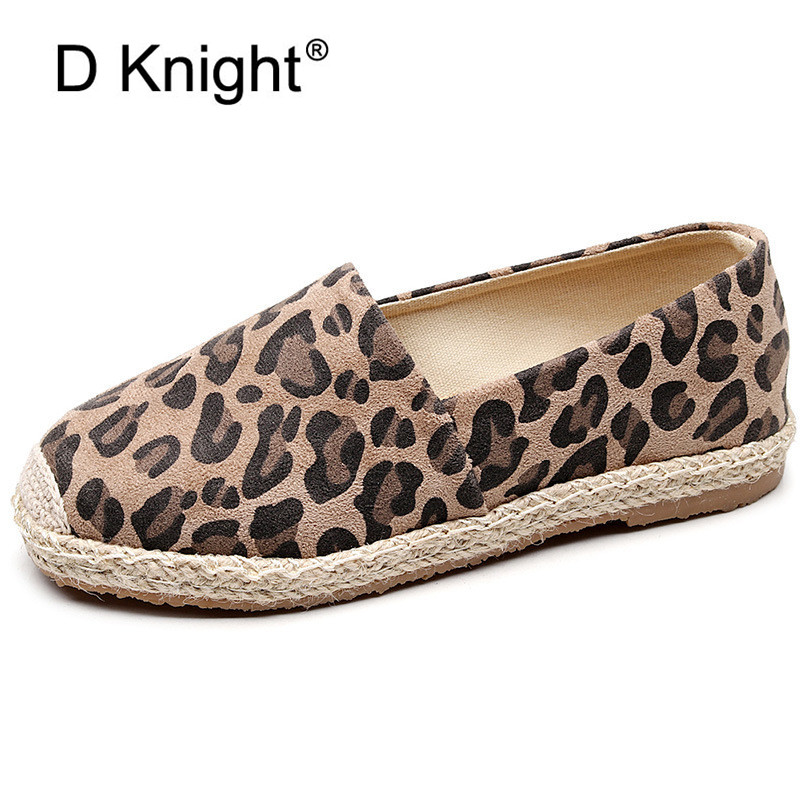 Spring Women Shoes Fisherman Shoes Canvas Slip-on Casual Loafer Flats Leopard Comfortable Casual Mules Espadrille Woman