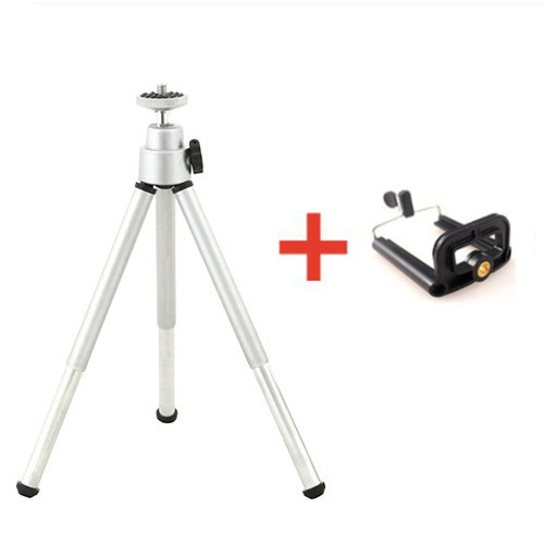 Roreta Mini Tripod With Bluetooth Remote selfie monopod Table Desk Tripod Phone Holder Stand For iPhone Samsung Xiaomi Huawei: silver