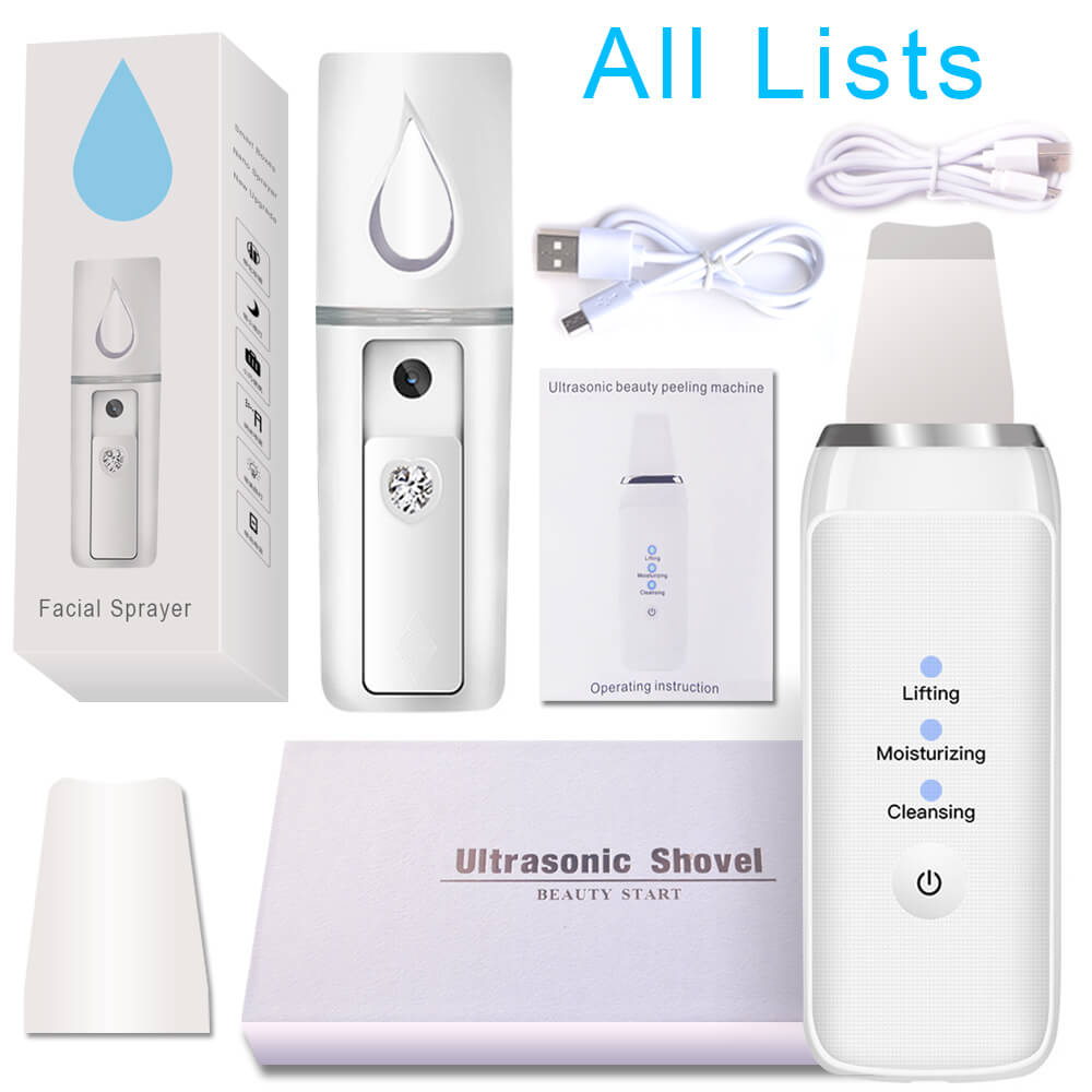 Ultrasonic Deep Face Cleaning Machine Skin Scrubber Remove Dirt Blackhead Reduce Wrinkles spots Facial Whitening Lifting Shovel: Item1 with 2 boxes