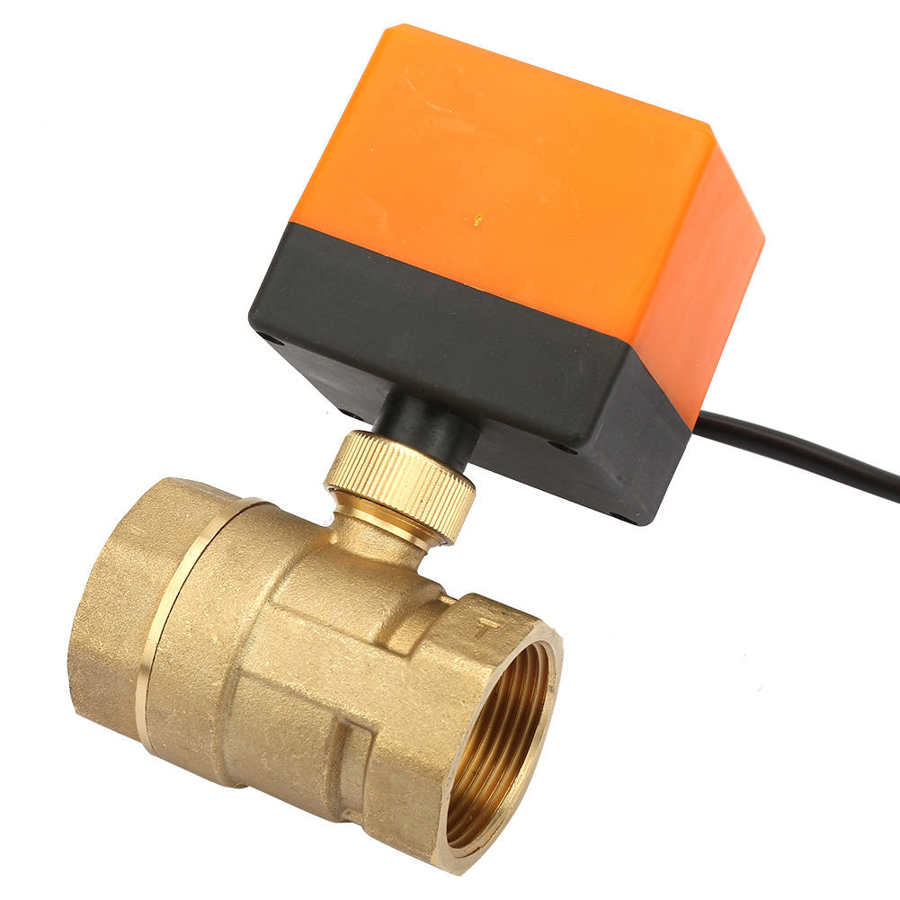 Válvula Magnética eléctrica DC 12V válvula de bola motorizada de 3 vías, DC 12V, válvula eléctrica de latón DN32 -1/4"