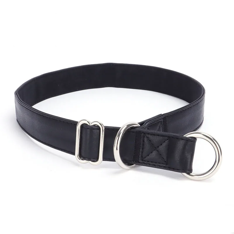 Collar antideslizante de cuero PU para perro, cadena de estrangulamiento para entrenamiento de perros, súper suave, duradero y fuerte, adecuado para caminar: L / Negro