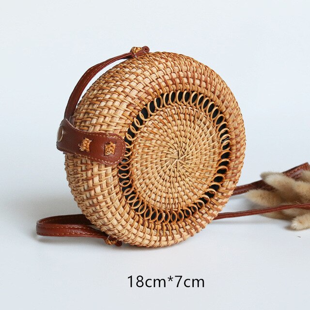 Bolsos de ratán de verano para mujer de bolso de paja cuadrado redondo bolso hecho a mano tejido de playa bandolera círculo bohemio bolsos de playa