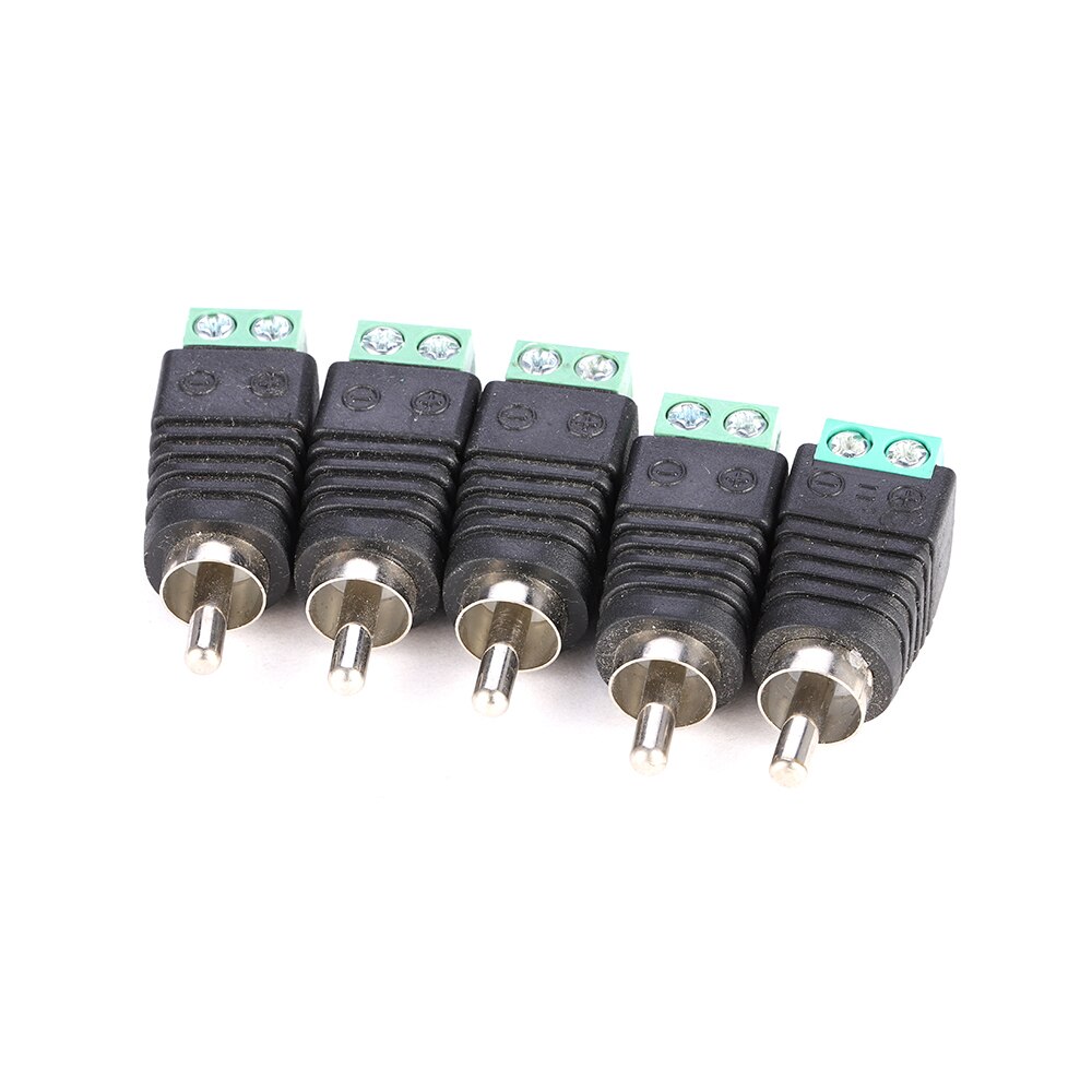 5PCS DC RCA Connector 2 Poles AV Avoid Welding Plug Male Head AV to DC Positive and Negative Terminals RCA Wire Connector