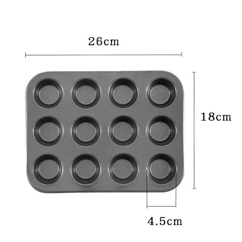 Nonstick 12 Hole Cupcake Pan Carbon Steel Mini Muffin Cupcake Macaroon Pan 12 Cup Cavity