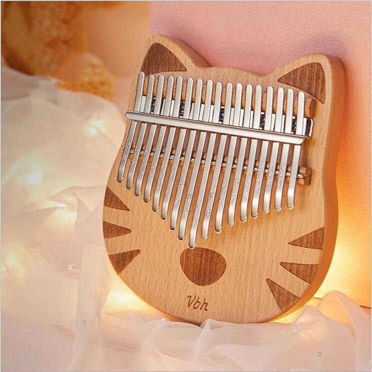 17 Keys Kalimba Thumb Piano,Portable Mbira Transparent Acrylic Wood Finger Mbira,Musical Instrument for Beginners with Bag: Wood Totoro