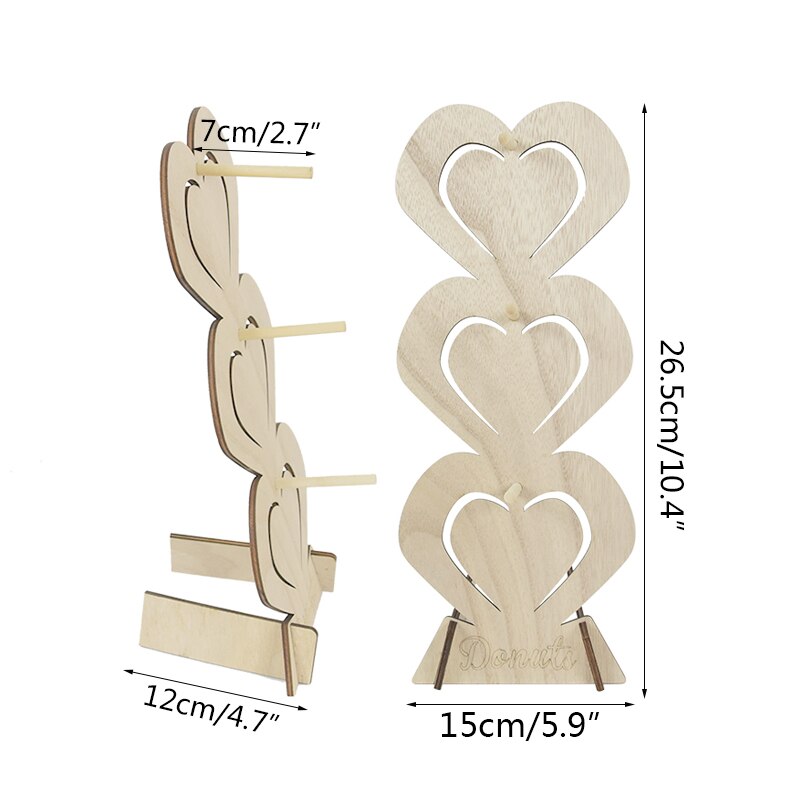 Reusable Wooden Donut Stand Wedding Decoration Table Donut Party Decor Baby Shower Birthday Party Favor Doughnut Display Stand: 1pc C06