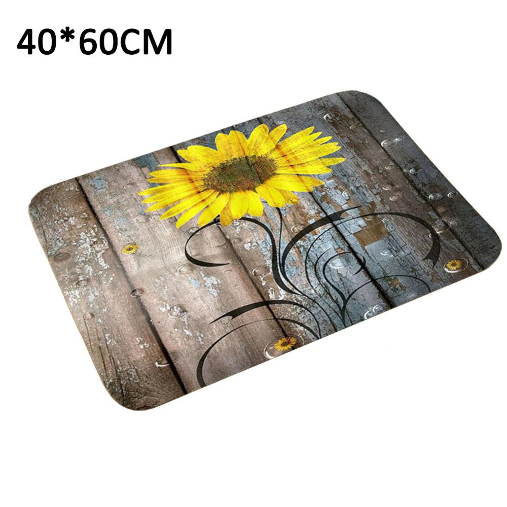 Alfombra con estampado 3D de girasol para puerta de pasillo, tapete antideslizante para baño, absorbente para Cocina: Verde