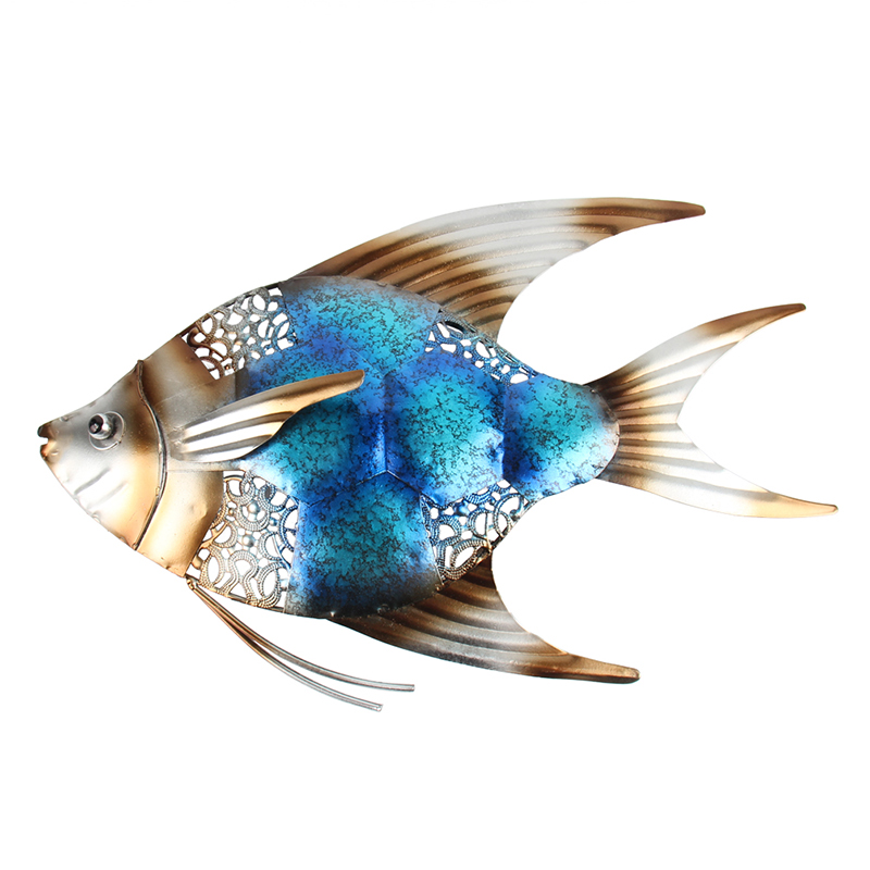 Metallo di Vetro di Pesce Opere D'arte Della Parete per la Casa e Decorazione del Giardino Animale per Esterno Giardino Statue e Sculture Miniature: 30x22cm