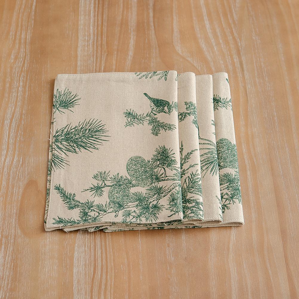 Pine Cone Print Table Runner Linen Dining Table Mat Plant Placemats Table Cloth Runners Modern Home Dining Table Trimmings Decor: 4Pcs Placemat 
