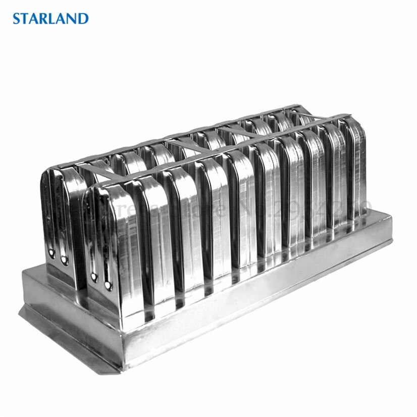 Kaupallinen diy mehujää muotti mehujääpuikko mehujää muotit 304 ruostumattomasta teräksestä jäätelöä muotit 20 solua per erää kanssa kiinni pidike