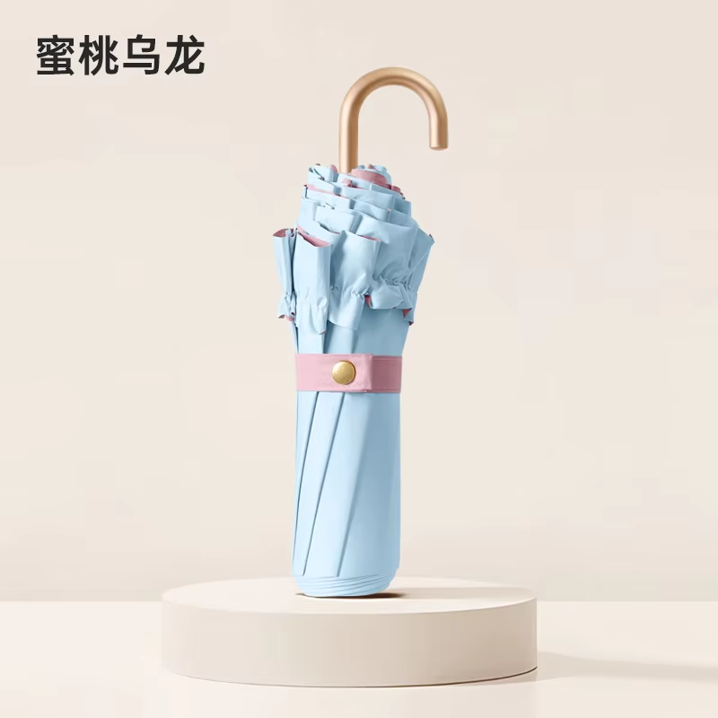 Parapluie à crochet incurvé pliable en dentelle de couleur unie, Protection solaire UV UPF50 + à colle colorée, Parasol Portable léger pour femmes: YELLOW