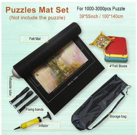 Puzzles Mat Jigsaw Roll Felt Mat Play Mat Large For Up To 3000 Pieces Puzzle Accessories Portable Travel Crawling Mat Baby Toys: 3000pcs set black