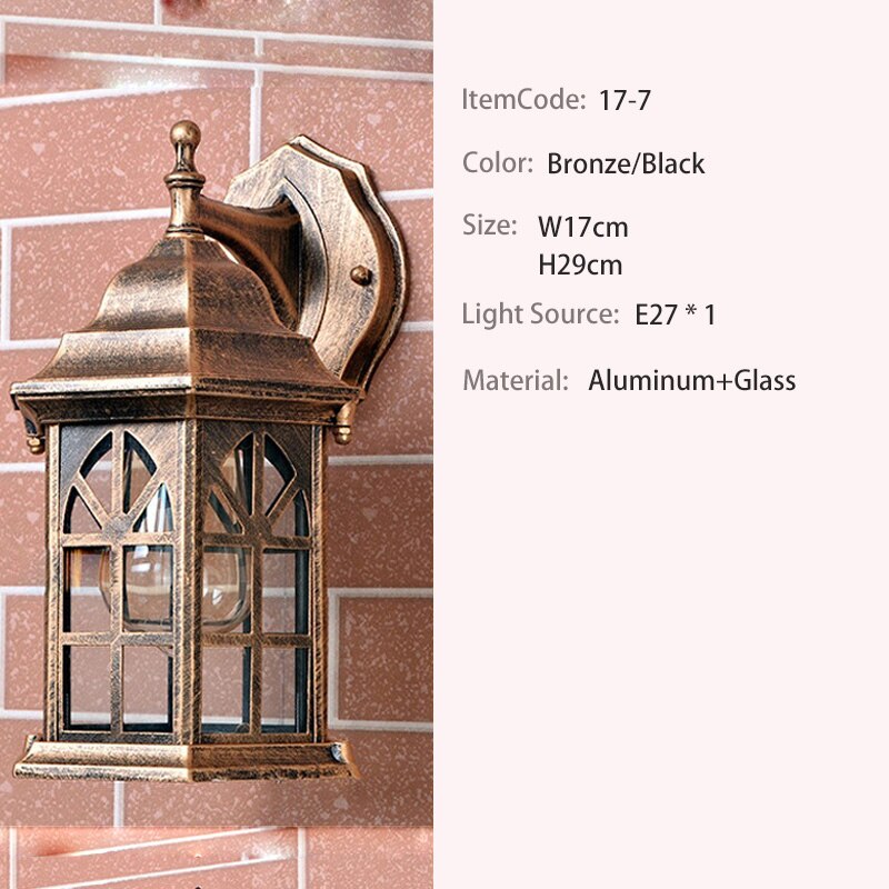 ledet utebelysning vegglys utelys med ledet balkonglys aluminium  e27 lampe: 17-7 w17 h29cm / Bronse