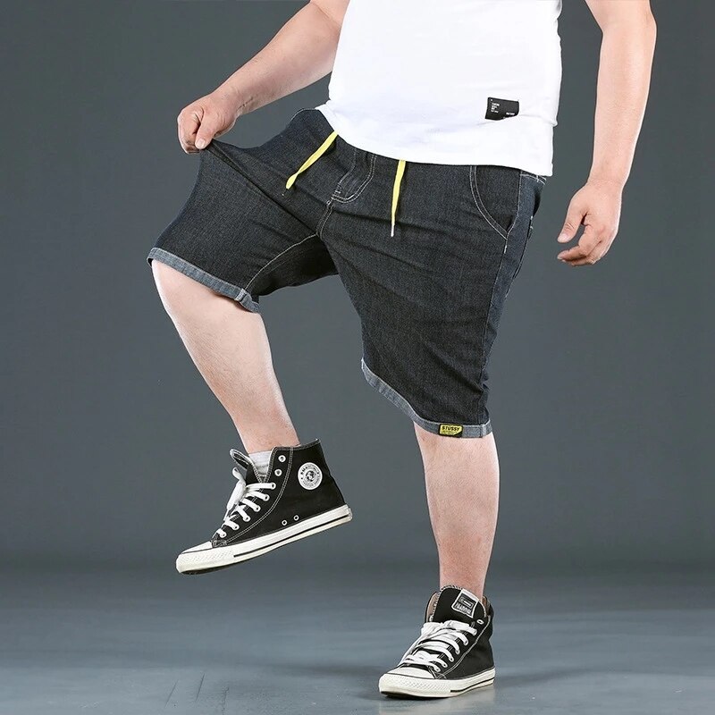 summer denim Shorts Men cotton loose casual jeans shorts plus size 6XL 5XL big size elasticity high street shorts Elastic waist