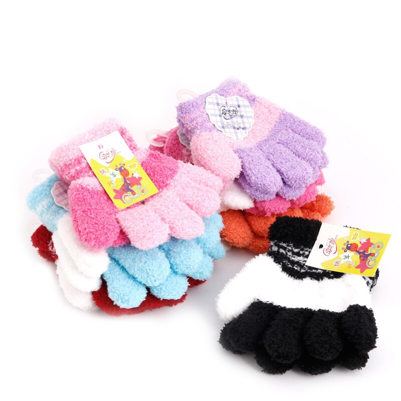 Cute Infant Baby Kid Full Finger Warm Winter Gloves Toddler Knit Rainbow Mittens