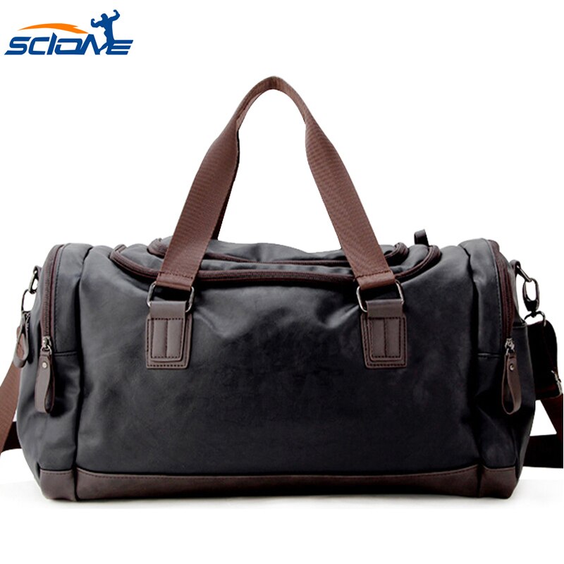 Scione top pu leren fitnesstrainingstassen voor heren, duurzame multifunctionele handtas voor buitensporten voor heren.