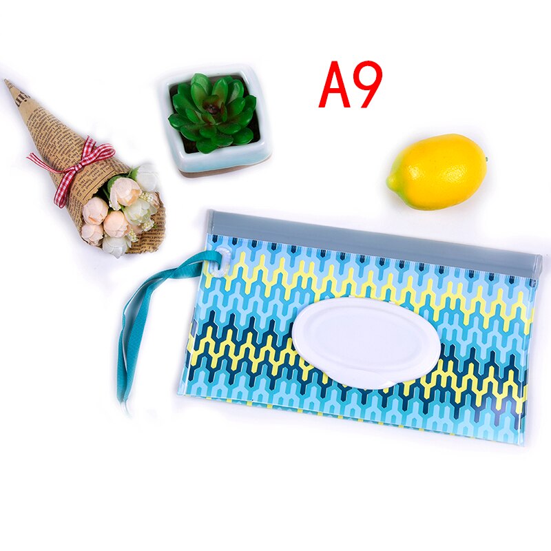1PC Eco-Friendly Baby Wipes Box Wet Wipe Box Cleaning Wipes Carrying Bag Clamshell Snap Strap Wipe Container Case: A9