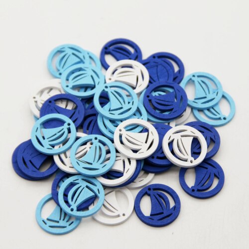 50Pcs Ocean Series Wooden Buttons Mixed Fish Boat Anchor Buttons Scrapbooking DIY Crafts Sewing Handmade Fabric Accessories: Fish Boat