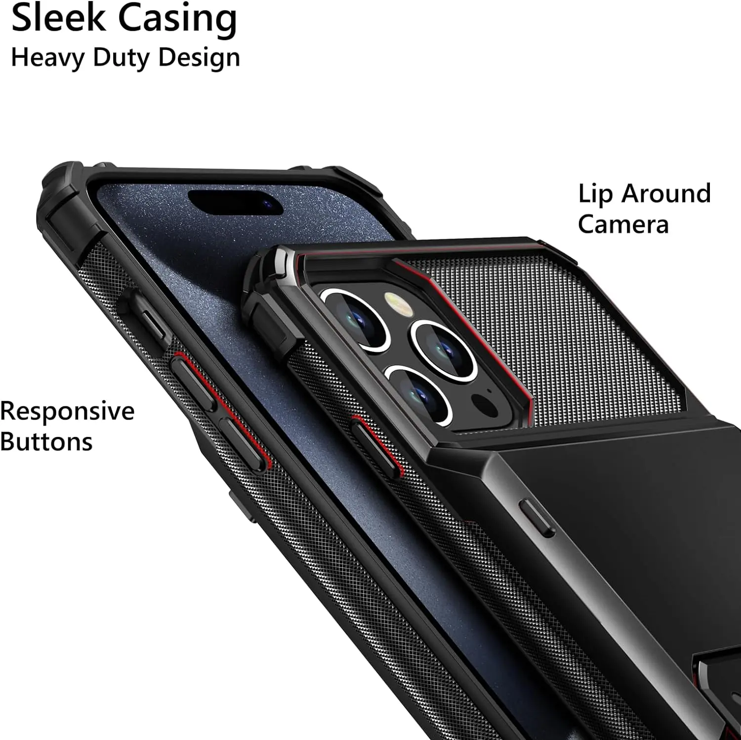 Card Holder Case For iPhone 15 Pro Max 15 Plus 15 14 Pro 13 12 11 Heavy Duty Wallet Hidden Flip Slot Protective Hard Back Cover