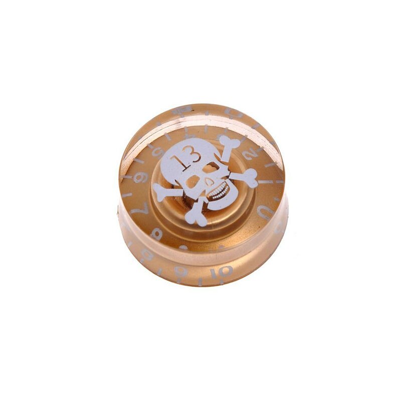 Skull head elektrisk guitar knap tone volumenkontrol til gibson les paul guitar udskiftning - pris for 1 stk.: Hvidt kranie guld