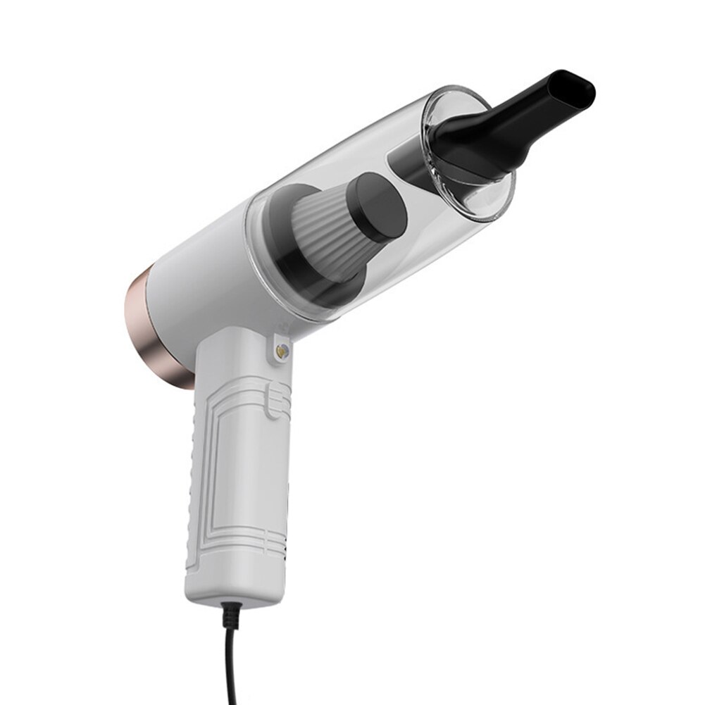 Aspirador de pó portátil, aspirador de pó de sucção, portátil, molhado/seco, para carro, casa, animais de estimação, com lanterna led perfume do carro: WHITE