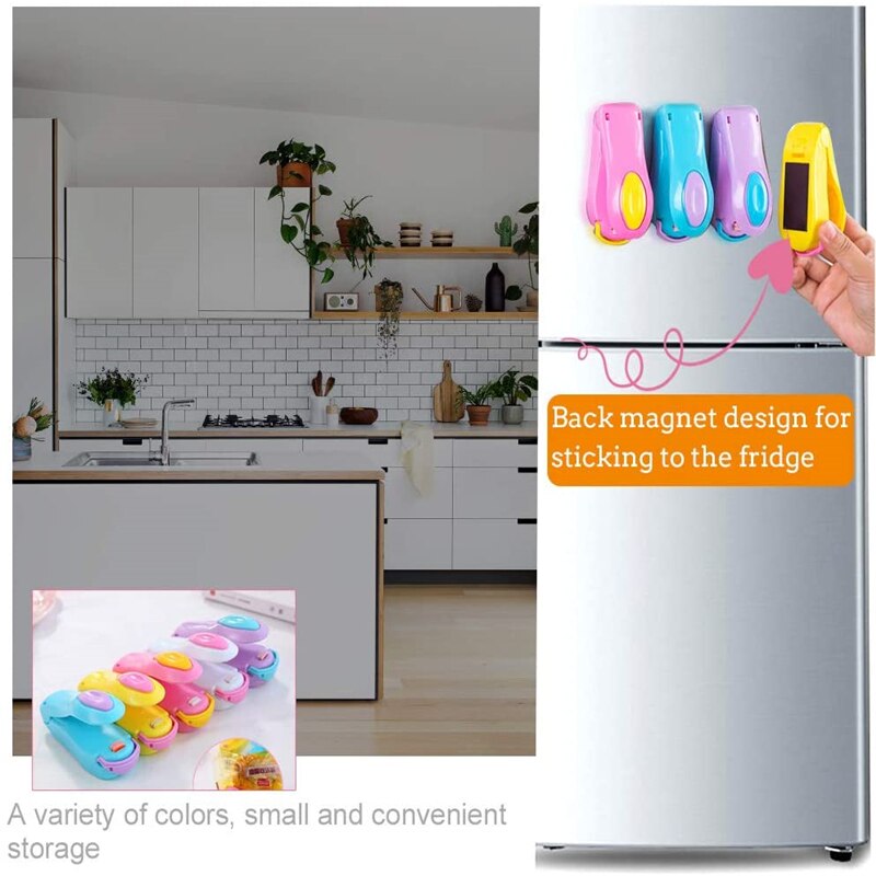 5 Color Mini Portable Food Clip Heat Sealing Machine Handheld Sealer Home Snack Bag Resealer Kitchen Accessories Food Saver Tool
