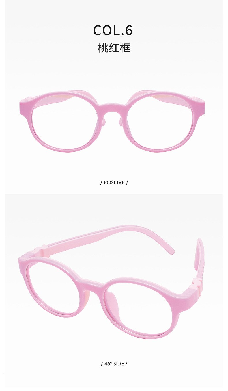 Adjustable Blue-Ray Protection Children Silicone Eyeglasses TR90 Flexible Detachable Vision Glasses Kid Optical Eyewear: Pink