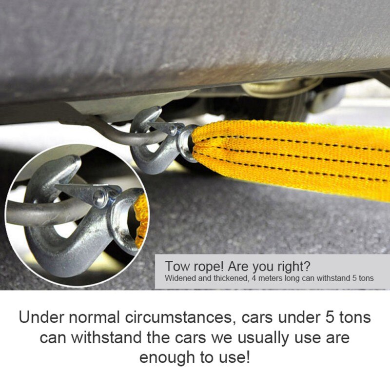 3M Heavy Duty 5 Ton Car Tow Cable Towing Pull Rope Strap Hooks Van Road Recovery