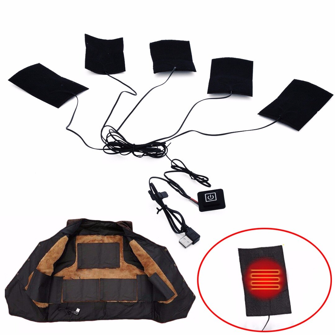 1 set usb elektriska värmedynor för självuppvärmda kläder termiska utomhuskläder uppvärmd jacka västar mobil värmeutrustning