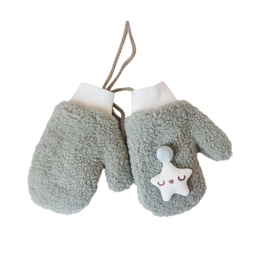 Kleinkind Baby Jungen Mädchen Karikatur Patchwork Volle Finger Winter warm Verdicken Gestrickte Fäustlinge Handschuhe freundlicher freundlicher Nette Handschuhe: Grün
