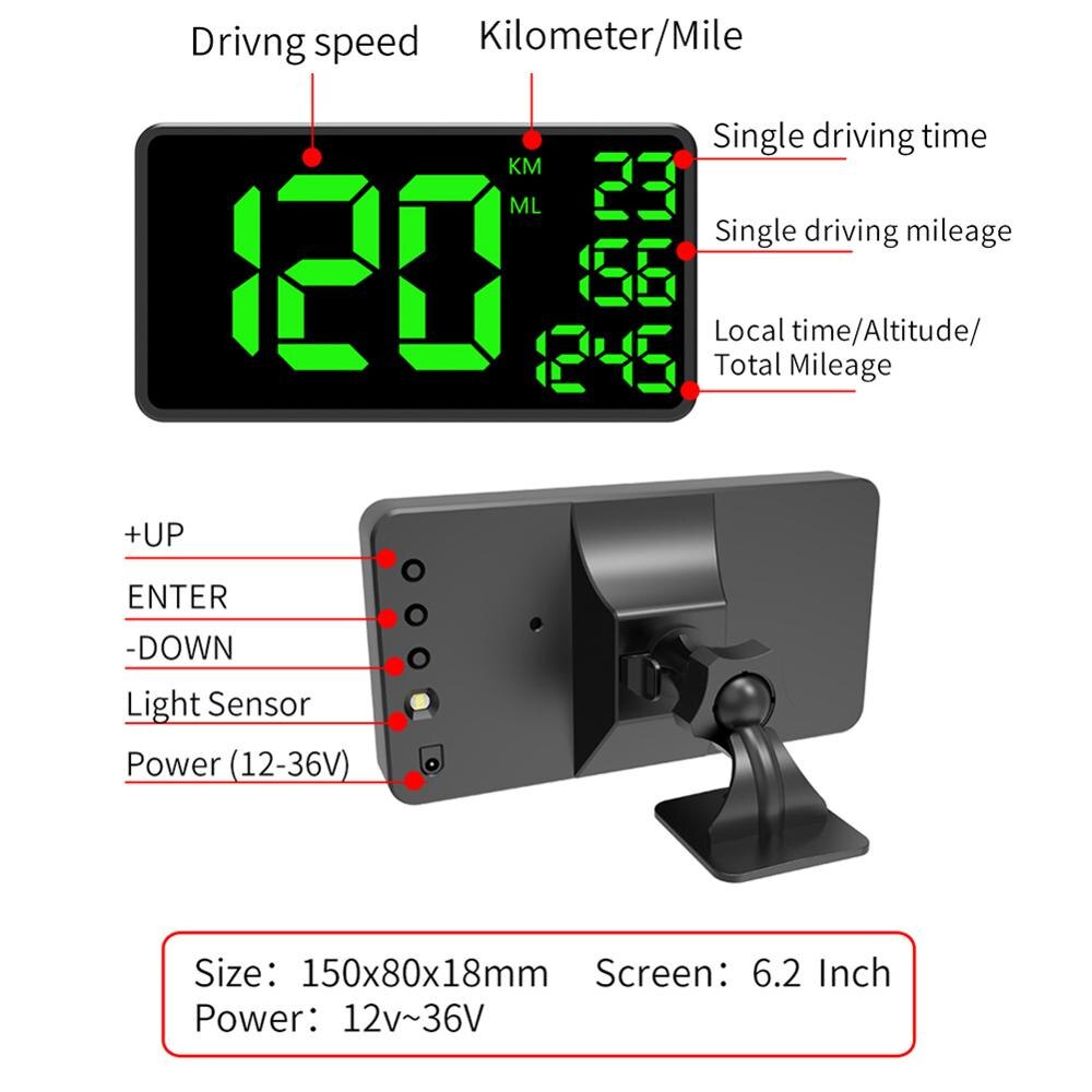 5.5 tommer gps speedometer  c90 hastigheds display km/t mph til bilcykel motorcykel gps overspeed alarm hud display bil hud display