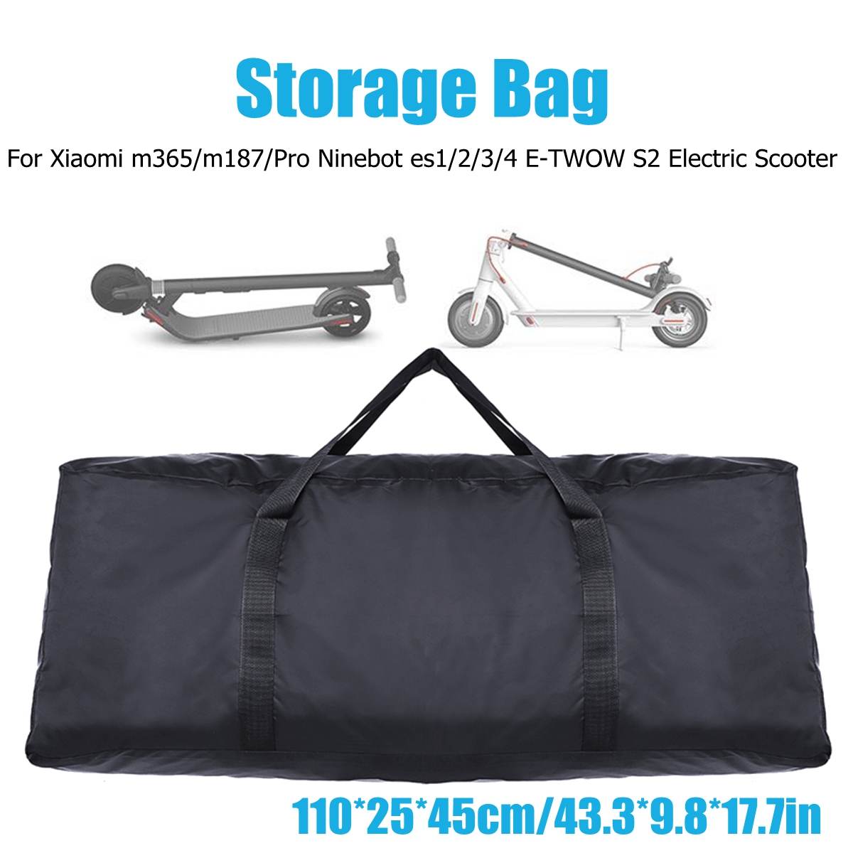 Bolsa de almacenamiento negra y resistente al agua para patinete eléctrico Xiaomi M365/Ninebot ES1/ES2 y plegable, con cremallera