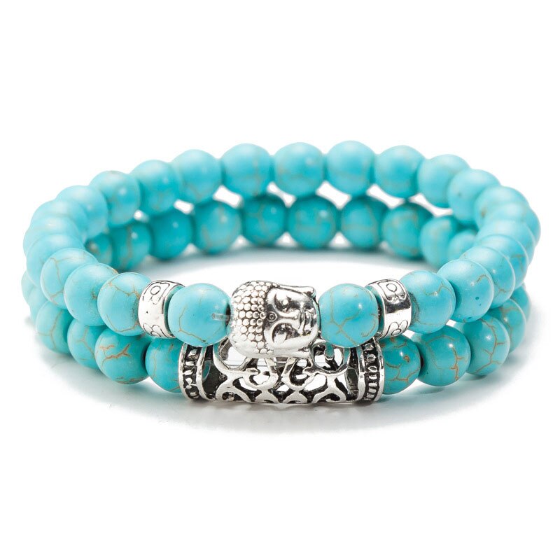 SUMENG 2 pièces ensemble noir lave pierre prière perles bouddha hommes perle Bracelet perlé Bracelets pour femme et hommes: Green