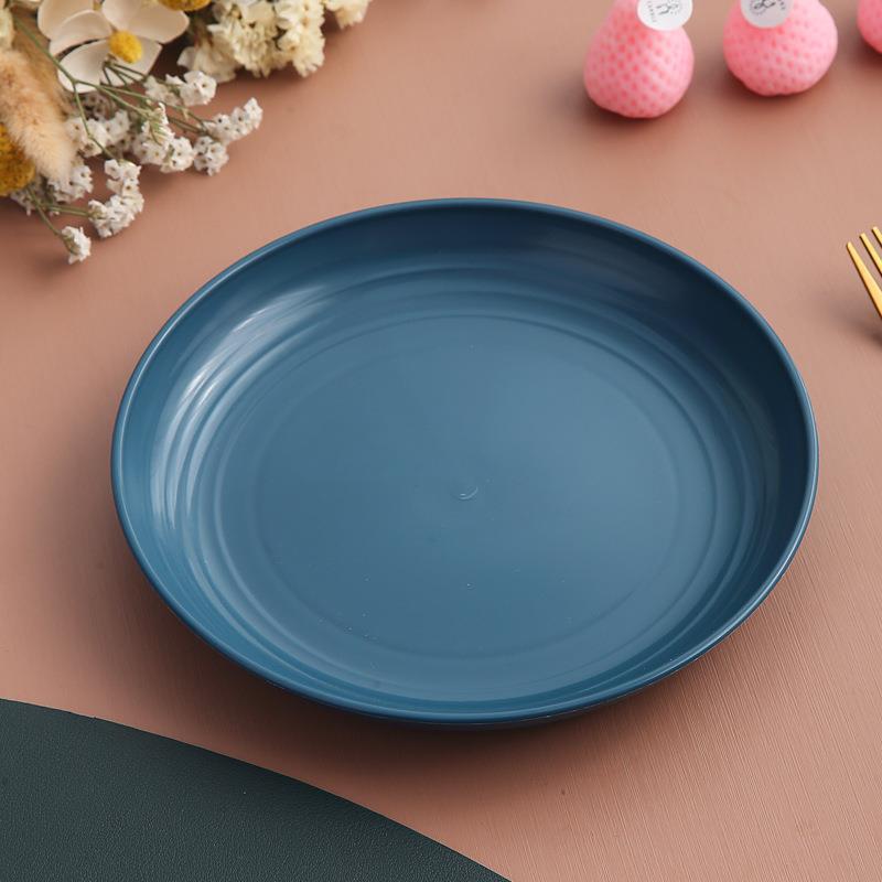 Ronde, met tarwevezels versierde plastic eettafelborden, herbruikbare dessertborden voor kamperen en picknicks, fruitborden, dinerborden, keukenbenodigdheden groothandel: Bruin / 6 inch